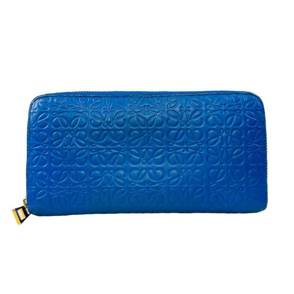 Loewe Anagram Embossed Repeat Logo Large Zip Calf Leather Wallet Unisex - Picture 1 of 11